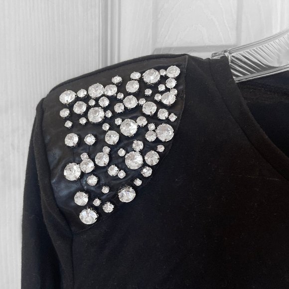 ZARA - Jeweled Embellished Padded Shoulders T-Shirt - Picture 9 of 9